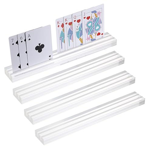 SUMTree 4 Stück Acryl Spielkartenhalter Kartenhalter Spielkartenhalter Doppelter Aussparung 2 Kartenschlitzen Kinderspielkartensets Kartenspiel Organizer Zubehör für Senioren Erwachsene Kinder von SUMTree