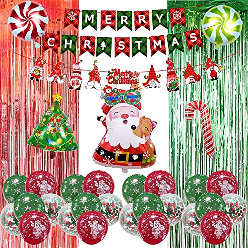 SUN-K Rot GrüN Weihnachten Balloon Kit Frohe Weihnachten Banner für DIY Weihnachten Fenster Hintergrund Dekoration C von SUN-K