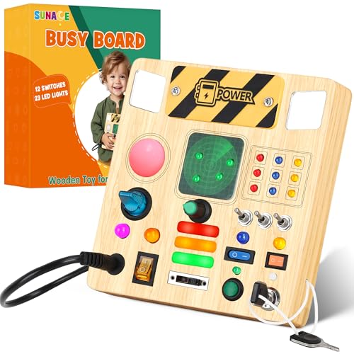 SUNACE Montessori Busy Board - Montessori Spielzeug ab 1 Jahr Holzspielzeug mit 12 Schalter 23 LED Motorikspielzeug Activity Board Schalter Spielzeug für Kleinkinder Jungen Mädchen ab 1 2 3 Jahre SUNACE Montessori Busy Board - Montessori Spielzeug ab 1 Jahr Holzspielzeug mit 12 Schalter 23 LED Motorikspielzeug Activity Board Schalter Spielzeug für Kleinkinder Jungen Mädchen ab 1 2 3 Jahre von SUNACE