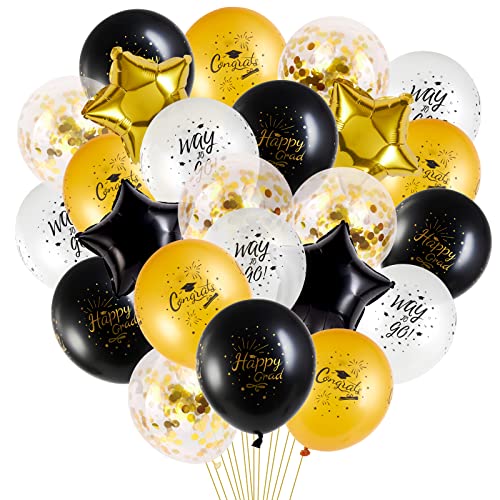 SUNBEAUTY 24 Pcs Abschlussfeier Luftballons Schwarz Gold Weiß Ballons Confetti Luftballons 2023 Abschlussfeier Party Dekorations Kit für Graduierung Bachelor Party Dekorationen SUNBEAUTY 24 Pcs Abschlussfeier Luftballons Schwarz Gold Weiß Ballons Confetti Luftballons 2023 Abschlussfeier Party Dekorations Kit für Graduierung Bachelor Party Dekorationen von SUNBEAUTY