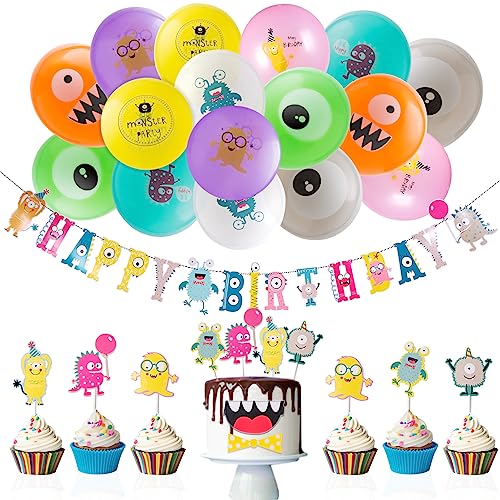 SUNBEAUTY 27 Stück Monster Geburtstag Dekoration Kindergeburtstag Deko - Happy Birthday Banner Tortenaufleger Luftballon mit Monster Motive für Kindergeburtstag Deko SUNBEAUTY 27 Stück Monster Geburtstag Dekoration Kindergeburtstag Deko - Happy Birthday Banner Tortenaufleger Luftballon mit Monster Motive für Kindergeburtstag Deko von SUNBEAUTY