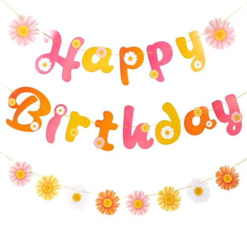 SUNBEAUTY 3 Stück Gänseblümchen Happy Birthday Girlande Frühling Girlande Happy Birthday Banner für Party Dekoration SUNBEAUTY 3 Stück Gänseblümchen Happy Birthday Girlande Frühling Girlande Happy Birthday Banner für Party Dekoration von SUNBEAUTY