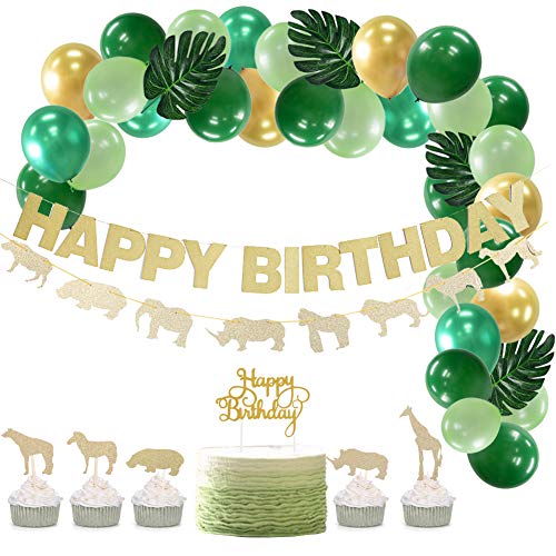 SUNBEAUTY Dschungel Geburtstag Dekoration Happy Birthday Girlande Gold Kindergeburtstag Deko Geburtstagsdeko Tiere Kuchendeko Waldtiere Luftballons SUNBEAUTY Dschungel Geburtstag Dekoration Happy Birthday Girlande Gold Kindergeburtstag Deko Geburtstagsdeko Tiere Kuchendeko Waldtiere Luftballons von SUNBEAUTY