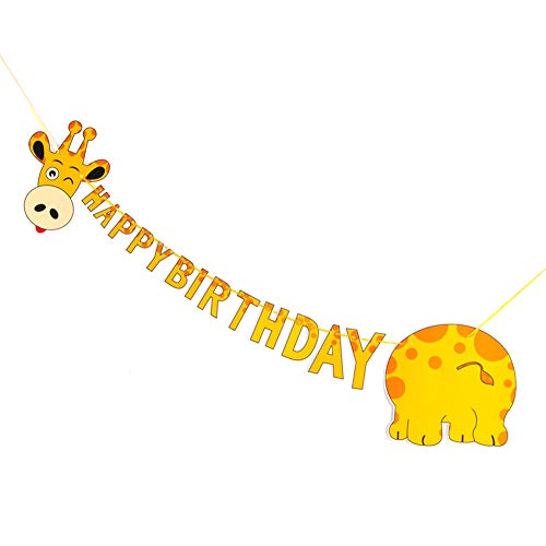 SUNBEAUTY Happy Birthday Girlande Giraffe Banner Tier Dschungel Kindergeburtstag Deko Geburtstagsdeko Safari Dekoration Party von SUNBEAUTY