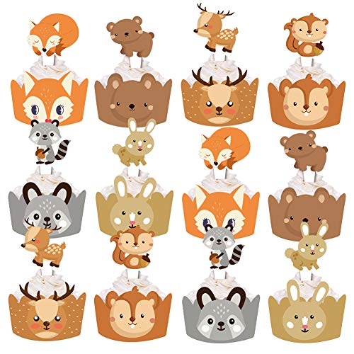 SUNBEAUTY Kuchendeko, 24 Stück Waldtiere Cupcake Toppers Cupcake Wrapper Set Muffinförmchen Papier Waldtier Tier für Geburtstag Kindergeburtstag Party SUNBEAUTY Kuchendeko, 24 Stück Waldtiere Cupcake Toppers Cupcake Wrapper Set Muffinförmchen Papier Waldtier Tier für Geburtstag Kindergeburtstag Party von SUNBEAUTY