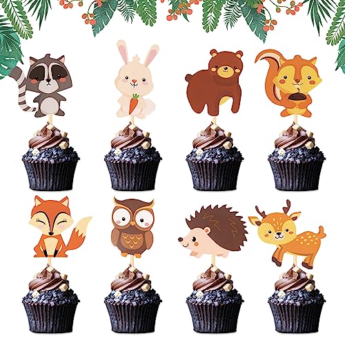SUNBEAUTY Kuchendeko 8 Stück Waldtiere Cupcake Toppers Dekoration Wrapper Set Muffinförmchen Papier Waldtier Tier für Geburtstag Kindergeburtstag Party von SUNBEAUTY