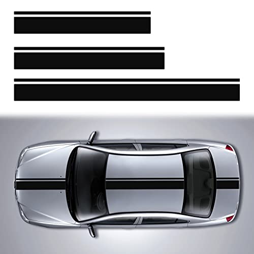 SUNBREATH 3 x Auto-Motorhaube, Dach, modifiziert, Sport-Stil, Streifen-Aufkleber, Grafik, Vinyl, Rennstreifen, Aufkleber, Dekoration, Zubehör, Aufkleber für Autos, Schwarz SUNBREATH 3 x Auto-Motorhaube, Dach, modifiziert, Sport-Stil, Streifen-Aufkleber, Grafik, Vinyl, Rennstreifen, Aufkleber, Dekoration, Zubehör, Aufkleber für Autos, Schwarz von SUNBREATH