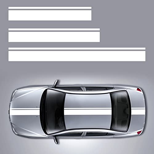SUNBREATH 3 x Auto-Motorhaube, Dach, modifiziert, Sport-Stil, Streifen-Aufkleber, Grafik, Vinyl, Rennstreifen, Aufkleber, Dekoration, Zubehör, Aufkleber für Autos, Weiß SUNBREATH 3 x Auto-Motorhaube, Dach, modifiziert, Sport-Stil, Streifen-Aufkleber, Grafik, Vinyl, Rennstreifen, Aufkleber, Dekoration, Zubehör, Aufkleber für Autos, Weiß von SUNBREATH