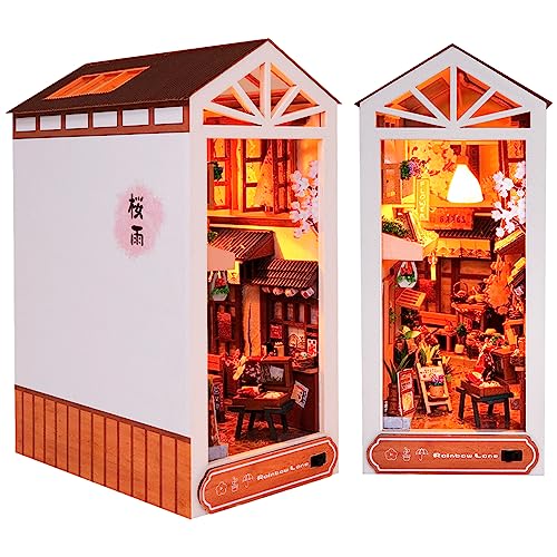 SUNDEER TC16 DIY Book Nook Kit Holzbuch Nook Puppenhaus Kit, DIY Miniaturhaus-Set, 3D-Miniatur-Set, dekoratives Bücherregal, Bücherregal-Dekor (Regengasse), 15,9 x 9,2 x 22,5 cm von SUNDEER