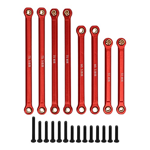 8-teilige RC-Car-Stangen, Metallstangen aus Aluminiumlegierung, Schubstangen mit Einstellbarer Länge, Ersatzteile für Spannschlossstangen, Rutschfeste, Langlebige Stangenteile, Kleines,(Rot) von SUNFECILI