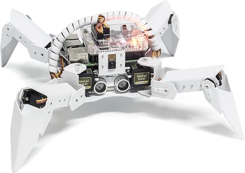 SUNFOUNDER PiCrawler AI Robot Kit für Raspberry Pi 5/4/3B+/3B/Zero 2W, ChatGPT-4o Enabled mit Sprachsteuerung & Videoerkennung, App-Steuerung, FPV, Kamera, Python&Scratch (RPi Nicht enthalten) von SUNFOUNDER
