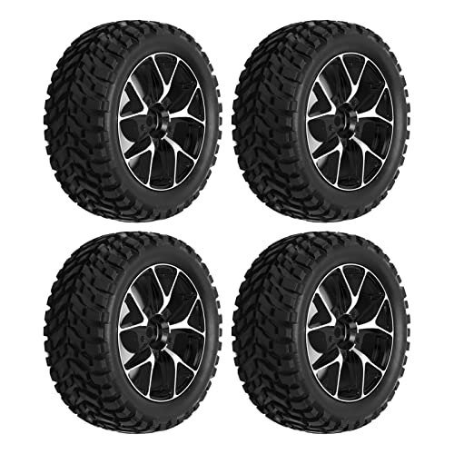 RC Autoreifen, 4 St¨¹ck RC Rallye-Reifen -Starke Aluminiumlegierung Felgen Gummireifen Zubeh?r f¨¹r 1/10 Platte Sportwagen(Schwarz),Zubeh?r f¨¹r Modellautos von SUNGOOYUE