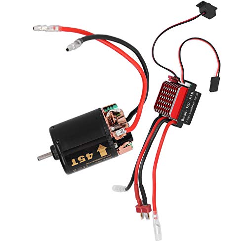 SUNGOOYUE 1/10 RC -Fahrzeugmodell für Bürsten ESC Zuverlässige Performance RV SUV SUV Kurzer Kurs LKW -Aluminiumlegierung Black Red 1 Set (45T) von SUNGOOYUE