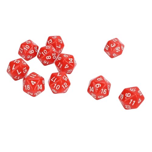 SUNGOOYUE 10pcs Polyedrale Würfel Set 20 -seitig -Würfel RPG für Tischspiele Rollenspiele mit Klaren Zahlen Leichter Kunststoff Langlebig (Rot) von SUNGOOYUE
