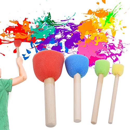 SUNGOOYUE 24 Stücke Bunte Kinder Malpinsel Set, Mini DIY Malschwamm Dichtungen Pinsel Werkzeug Kinder Malen Holzgriff Zeichenspielzeug SUNGOOYUE 24 Stücke Bunte Kinder Malpinsel Set, Mini DIY Malschwamm Dichtungen Pinsel Werkzeug Kinder Malen Holzgriff Zeichenspielzeug von SUNGOOYUE