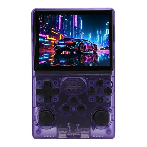 SUNGOOYUE 3,5 -Zoll -Retro Spielkonsole 256 GB 30000 Spiele, Leichter Bildschirm für Lebendige Details, Grau. (Transparentes Lila) von SUNGOOYUE