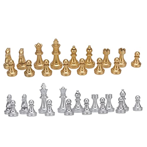SUNGOOYUE 32 Stücke Schachstücke, Schachkessschach mit 1,93in King -Figuren für Erwachsene Spielen Spielzeug Gold und Silber von SUNGOOYUE