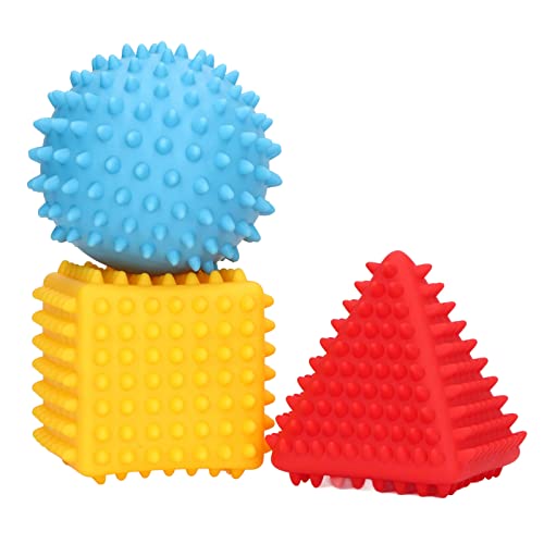 SUNGOOYUE 3pcs Sensorische Bälle, Quadratisch, Rund, Dreieckig, Weicher Gummi Geometrische Figur Baby-Ball-Set für Sensorische Erforschung und Engagement von SUNGOOYUE