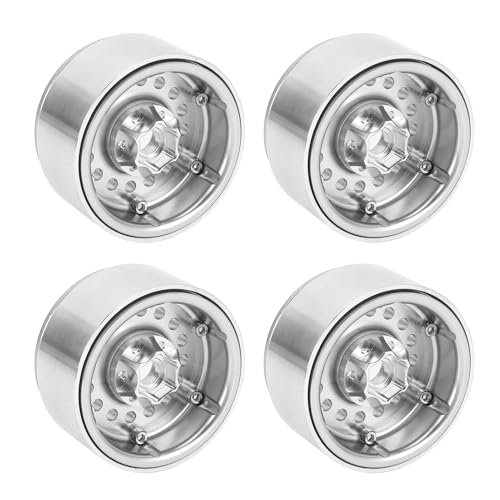 SUNGOOYUE 4 PCs 1:10 RC Crawler Wheel Hub, Aluminiumlegierung RC -Auto Rundlochrad Hubs für RC Crawler Car (Silver) von SUNGOOYUE