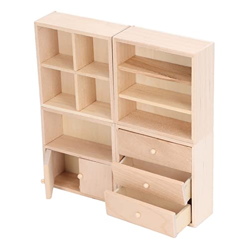 SUNGOOYUE 4 PCs Dollhouse Möbelset, 112 Doll House Cabinet Set Einfaches Design Praktisch Lebensechter Miniatur -Holzpuppenhaus Möbelschrank von SUNGOOYUE