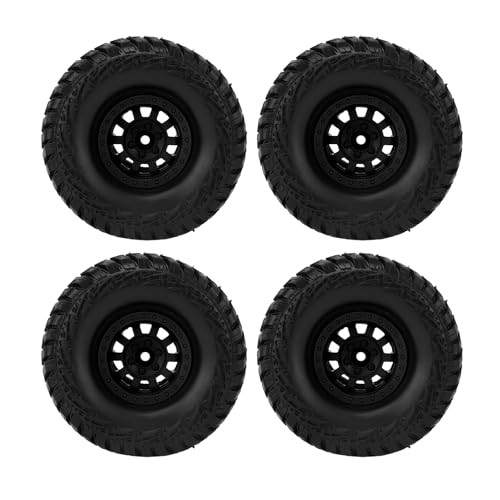 SUNGOOYUE 4 Stück RC-Car-Gummireifen mit Kunststoff-Radnaben, Universeller RC-Car-Reifen für 1/10 Ferngesteuerte Crawler (Black) von SUNGOOYUE