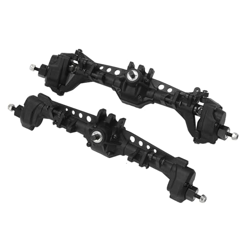 SUNGOOYUE Aluminium-Vorder- und Hinterachsen-Set, 1/10 RC-Zubehör für SCX10 II 90027 90028 90046 90047 1/10 RC Crawler Car (Black) von SUNGOOYUE