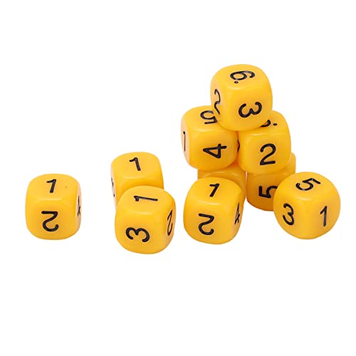 SUNGOOYUE Bunte Plastiknummer für Unterrichts- und Tischspiele, Sichere und Langlebige 6 Seiten für für (Yellow) von SUNGOOYUE