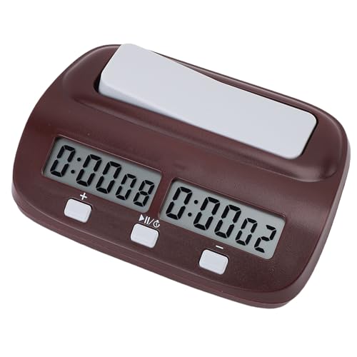SUNGOOYUE Digitale Schachuhr, Großer Bildschirm Tragbarer Schachtimer mit Stummer Verzögerung Countdown für das Brettspiel -Turnier Brownish Red von SUNGOOYUE