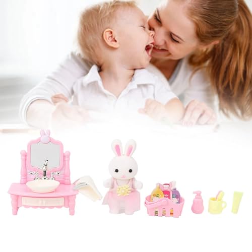 SUNGOOYUE Dollhouse Rollenspiel Spielzeug Niedliche Mini-Spüle-Cup-Zahnbürste Set für Spielen Simulationsspielzeug für Rollenspiele (6621-5 Waschtisch) von SUNGOOYUE