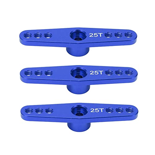 Doppel Servo Horn Arm Upgrade Teil, 3Pcs 25T Aluminiumlegierung RC Servo Arm Horn Langer Typ Passend für 1/10 Fernbedienung Auto(Blau) von SUNGOOYUE