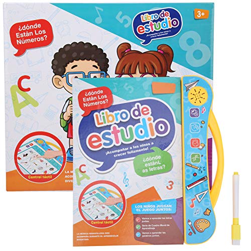 SUNGOOYUE Elektronisches Spanisch Englisch Buch Lernspielzeug, Kinder Hörbares Lesen und Zählen Kognitives Lernspielzeug für Kinder Früherziehung(Gelb) von SUNGOOYUE