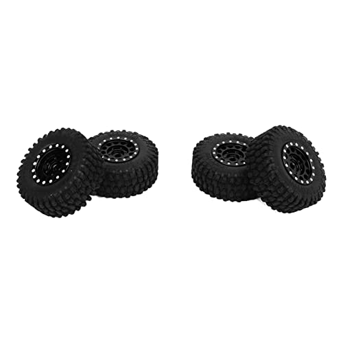 SUNGOOYUE Gummireifen für Axiale SCX24 1/24 RC -Auto, Aluminiumlegierung Rims Hub, Einfache Installation für RC -Auto Fanatiker, Lange Lebensräder und Reifen (Black) von SUNGOOYUE