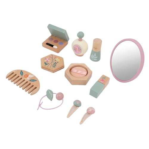 SUNGOOYUE Holz Make -up Spielzeugset Holz Schönheitssalon Spiel Kit Holzkosmetik Set für Mädchen mit Lidschatten Lippenstift -Parfüm für Rollenspiel von SUNGOOYUE