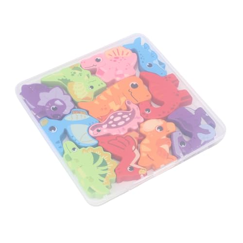 SUNGOOYUE Holzpuzzles Spielzeug Holz Matching Sorting Stapeling Spielzeug Ineinandergreifendes Design Pädagogisches Frühes Lernen für mit Sicherem Plastiklagerbox (Dinosaurier) von SUNGOOYUE
