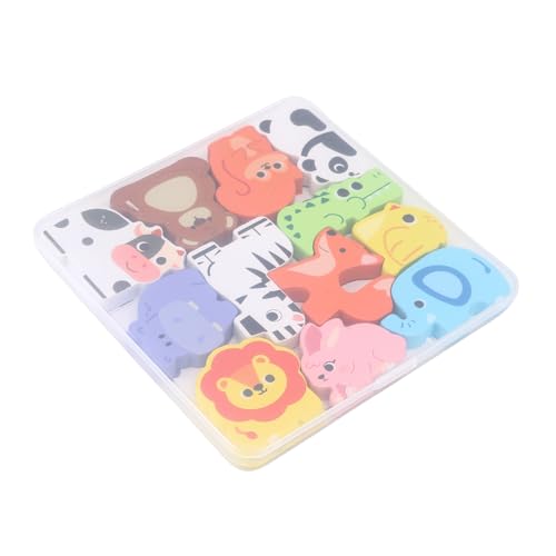 SUNGOOYUE Holzpuzzles Spielzeug Holz Matching Sorting Stapeling Spielzeug Ineinandergreifendes Design Pädagogisches Frühes Lernen für mit Sicherem Plastiklagerbox (Tier) von SUNGOOYUE