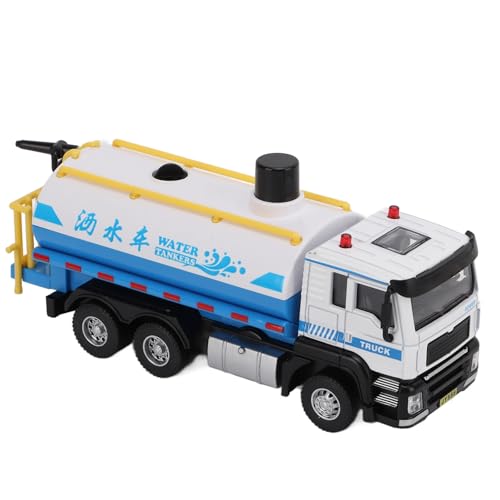SUNGOOYUE Legierung 1/50 Wassertanker Modell Rücken Wasserspraysprinkler -LKW -Spielzeug, Safe Safe Simulation White Blue 7.1in für Jungen Mädchen Geschenke von SUNGOOYUE