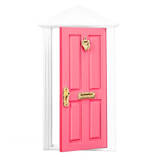 SUNGOOYUE Mini Holztür, Märchentür Glatter Edge Dollhouse Miniaturfee für 1:12 Puppenhaus Helle Farbe Lebendige Details Geschenke (Rose Red (Rosenrot) von SUNGOOYUE