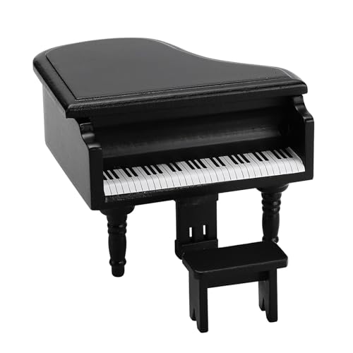 SUNGOOYUE Mini Simulation Dollhouse Grand Piano mit Stuhl - Großartiges Puppenhaus -Accessoire für (Black) von SUNGOOYUE
