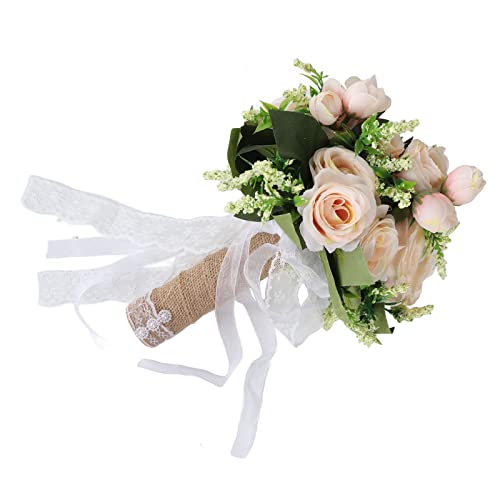 SUNGOOYUE Moderne Holding Blumen Künstliche Falsche Braut Bouquet Elegante Wohnkultur Hochzeit Proms Requisiten Vintage Party 1 Stück (Sekt) von SUNGOOYUE