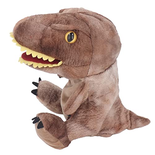 SUNGOOYUE Plüsch Dinosaurier Handspielzeug Beweglicher Mund Weicher Dinosaurier Tier Handpuppe Bildungsspiel für Erwachsene (Brown) von SUNGOOYUE