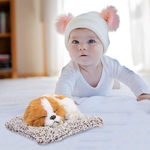 SUNGOOYUE Plüschschlafend Hund Süßes Ornament Spielzeug für Als Heimdekoration, Stofftier für Baby Frühschulbildung (Gelber Bambuskohlehund) von SUNGOOYUE