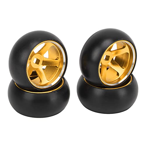 SUNGOOYUE RC Autoreifen und Felge, 4 Stück Aluminiumlegierung Kunststoff RC Felgen Nabenreifen für Wltoys K989 K969 P939 284131 1/28 Ferngesteuertes Auto (Gold) von SUNGOOYUE