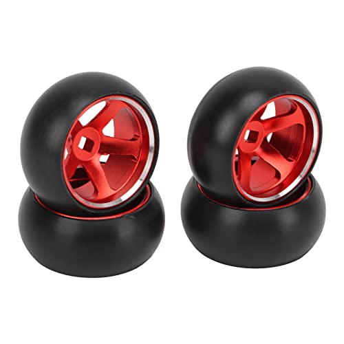 RC Autoreifen und Felge, 4 Stück Aluminiumlegierung Kunststoff RC Felgen Nabenreifen für Wltoys K989 K969 P939 284131 1/28 Ferngesteuertes Auto (Rot) von SUNGOOYUE