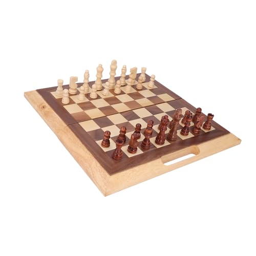 SUNGOOYUE Schach-Dame-Set aus Holz, Leicht, Tragbar, Zusammenklappbar, für Geistiges Wachstum, Logik-Training, Dekoratives Schachbrett-Set für und Erwachsene, Schach-Geschenkspielzeug für von SUNGOOYUE