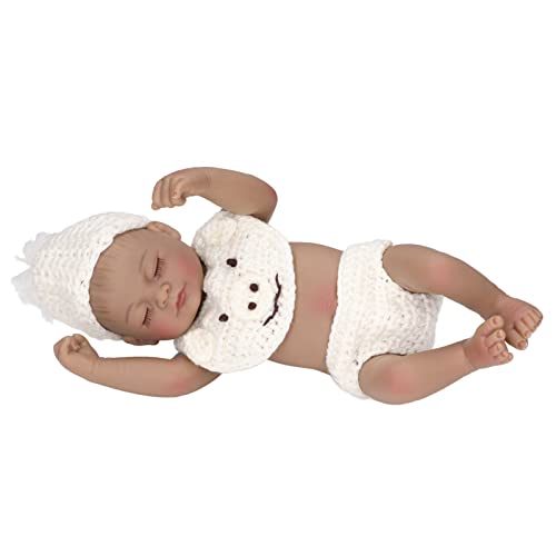 SUNGOOYUE Silicon Lifelike Babypuppenpuppe 10 Zoll Soft Kinderpuppe, Flexible Flexible Puppe für Spiel (10inch schwarzer Junge mit geschlossenen Augen) von SUNGOOYUE