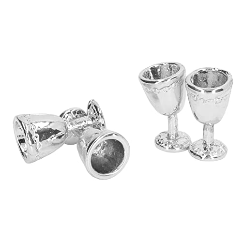 SUNGOOYUE Simulation Mini Wine Glass Dollhouse Accessoire für Dollhouse Decor Storytelling Kids Alloy Material (4 Silber) von SUNGOOYUE