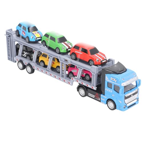 SUNGOOYUE Transportauto-Transporter-LKW-Spielzeug, Abnehmbares Transport-LKW-Spielzeug Zum Zurückziehen mit 6 Kleinen Autos und Rennwagen für Kinderfahrzeuge (Blue) von SUNGOOYUE