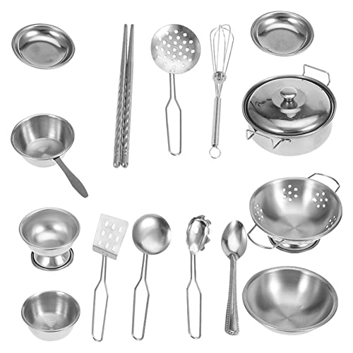 SUNGOOYUE aus Edelstahl -Kochgeschirr -Spielzeug Spielzeug Set, Intelligenz 25 Teile Utensilien Pfannenspielzeug mit Deckel für (25 Teile (16 Stück) von SUNGOOYUE