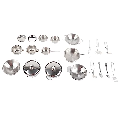 SUNGOOYUE aus Edelstahl -Kochgeschirr -Spielzeug Spielzeug Set, Intelligenz 25 Teile Utensilien Pfannenspielzeug mit Deckel für (25 Teile (25 Stücke) von SUNGOOYUE