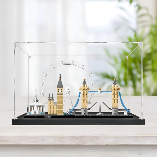 Acryl-Figuren Display Box für LE-GO für 21034 für Lo-n-don Eye Acryl-Aufbewahrungsbox staubdichte transparente Box benutzerdefinierte Vitrine Aufbewahrungsbox (kein Modell) (schwarz + 2 mm) von SUNHON